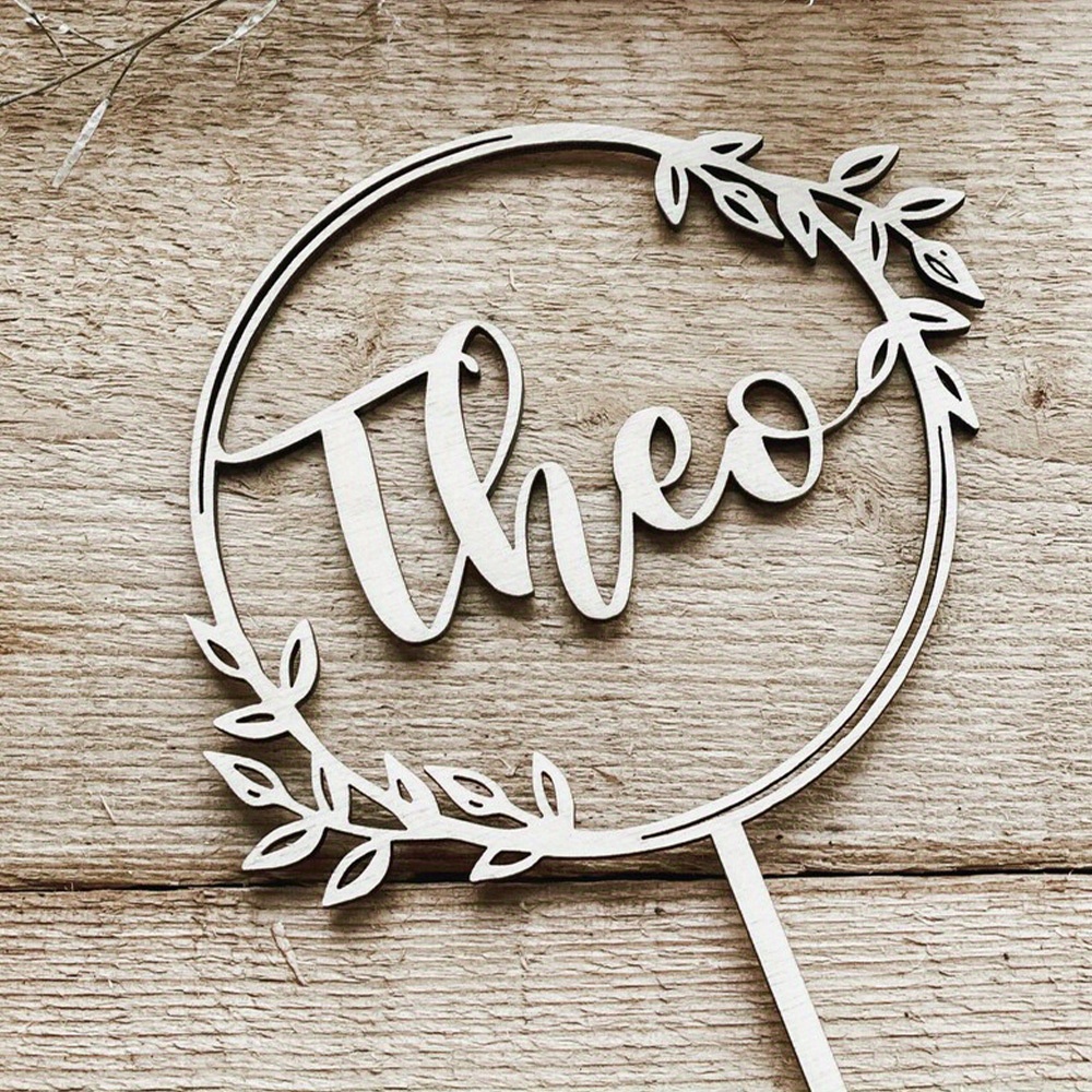 Image of 1pc Custom Cake Decoration - Personalized Curls With Custom Names For Birthday Parties, Wedding Cake Decorations, Father's Day, And Mother's Day