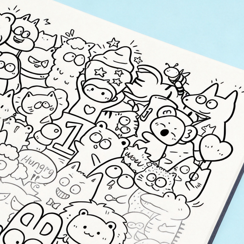 1 kos Izvrstna skicirka za lajšanje z vzorci Doodle, primerna za ustvarjanje umetnosti in kopiranje, 21 različnih vzorcev Doodle, idealno