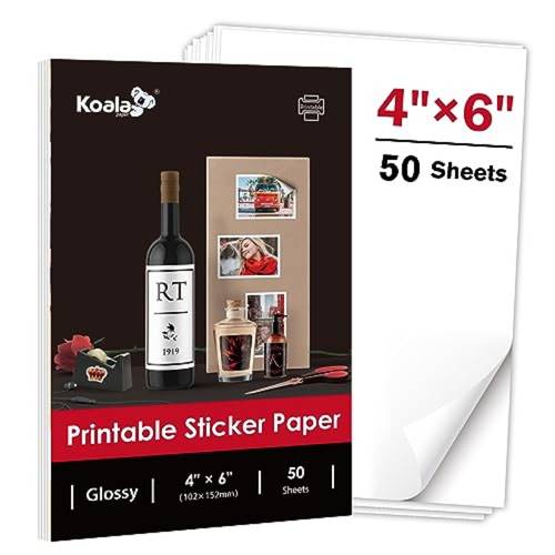 50 sheets of glossy sticker paper measuring 4x6 inches suitable for inkjet and laser printers self ideal for photo printing