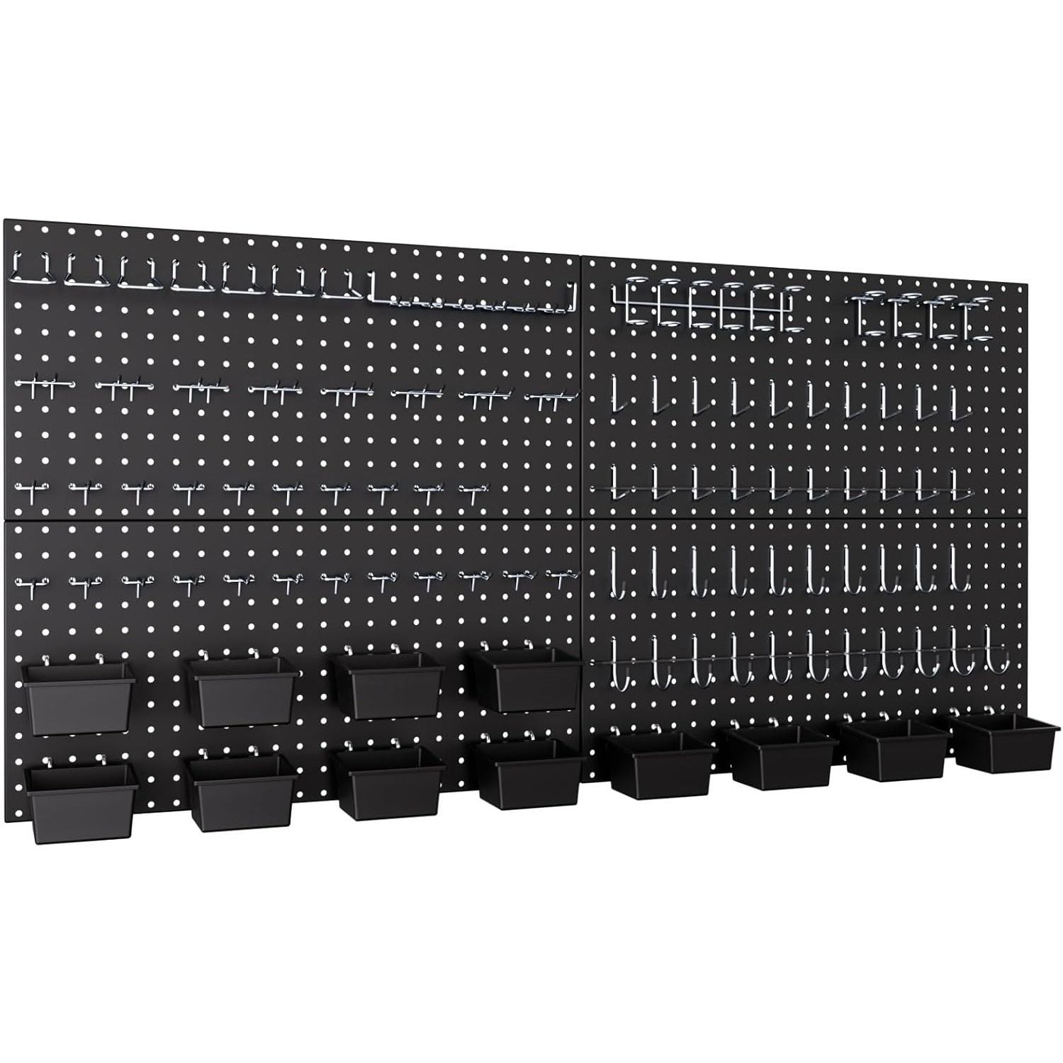 TEMU 158pcs Metal Pegboard Wall Organizer, 48x24 Inch ( 4pcs* 12x24 Inch) Panels Tool Organizer Kit With 154pcs Pegboard Accessories Hooks And Bins,