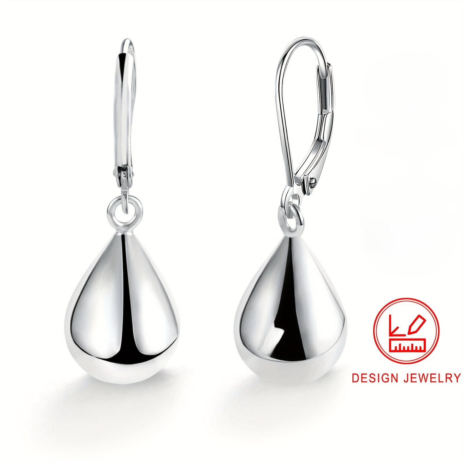 TEMU 4.5g Pair Of Stylish Silver Teardrop Earrings, Hypoallergenic, Silver Coated, Elegant Jewelry For Women, Ideal For Everyday Use & , Suitable For Halloween, No Gift Packaging