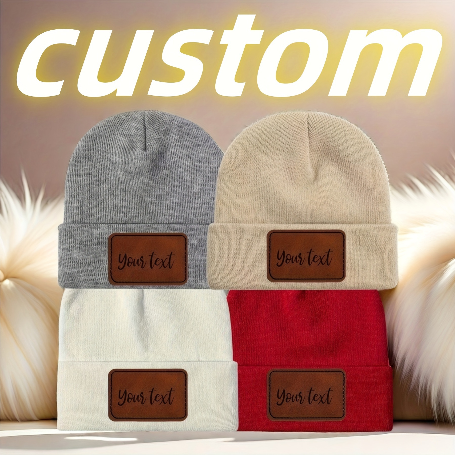 

Custom Engraved Acrylic Beanie For & Adults - Lightweight, Stretchy Knit Pull-on Cap With Tag, Thanksgiving, Themed Events & Casual Attire, Knit Beanie