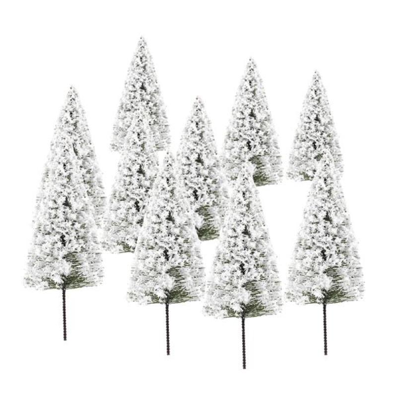 10pcs White Scenery Landscape Model Cedar Trees 10cm