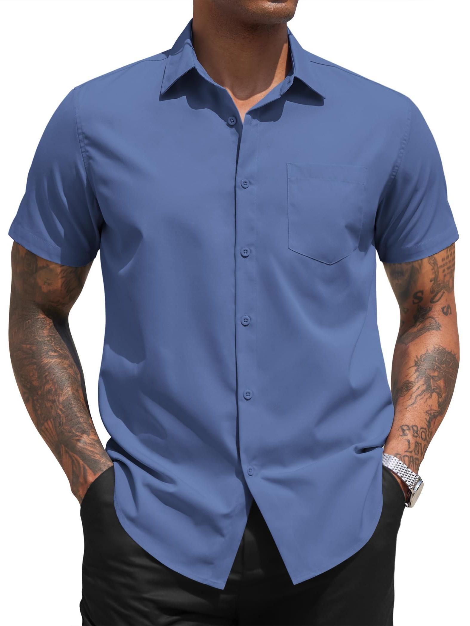 mens plus size dress shirts short sleeve business - Temu