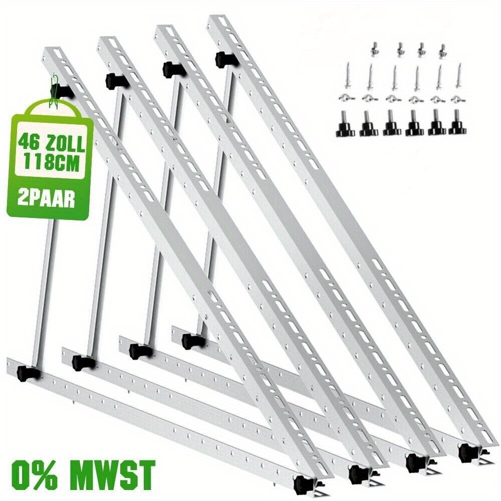 

4x Pv Halterung 118cm Balkonkraftwerk Solarpanel Solarmodul 0°-90° Aufständerung