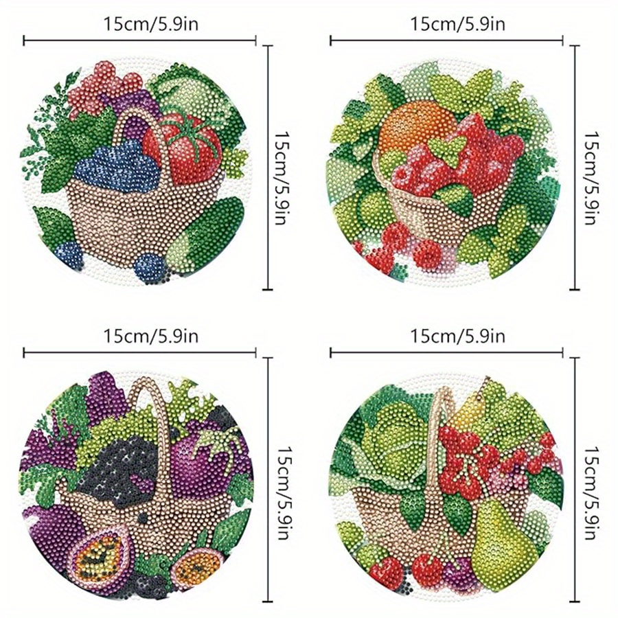 4pcs Painting Placemats With Stand, Round Non-slip Wood Table Mats, Modern Dining Table Kitchen Placemats, Home Decor…: retailer-supplied image