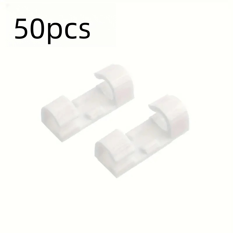 TEMU 50pcs High- Management Tool - Transparent Adhesive Cable Clips, Easily Stick To Walls And Under Desks, Perfectly Organize Plastic Cables For A