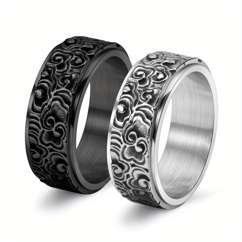 vintage inspired stainless steel rotating ring for men elegant cloud   polished     ideal for casual attire vintage jewelry Product details 3