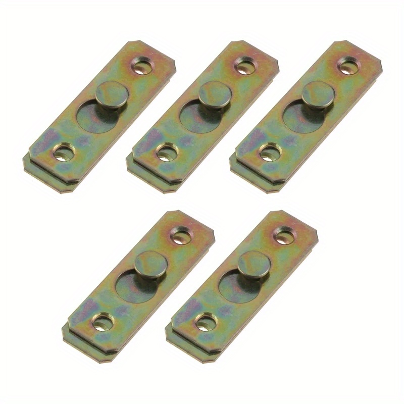 Image of 5 Sets 58 X20mm Iron Bed Hinges Furniture Fitting Wood Bed Rail Bracket Screws Snap Connectors Fasteners For Home Hardware Tools