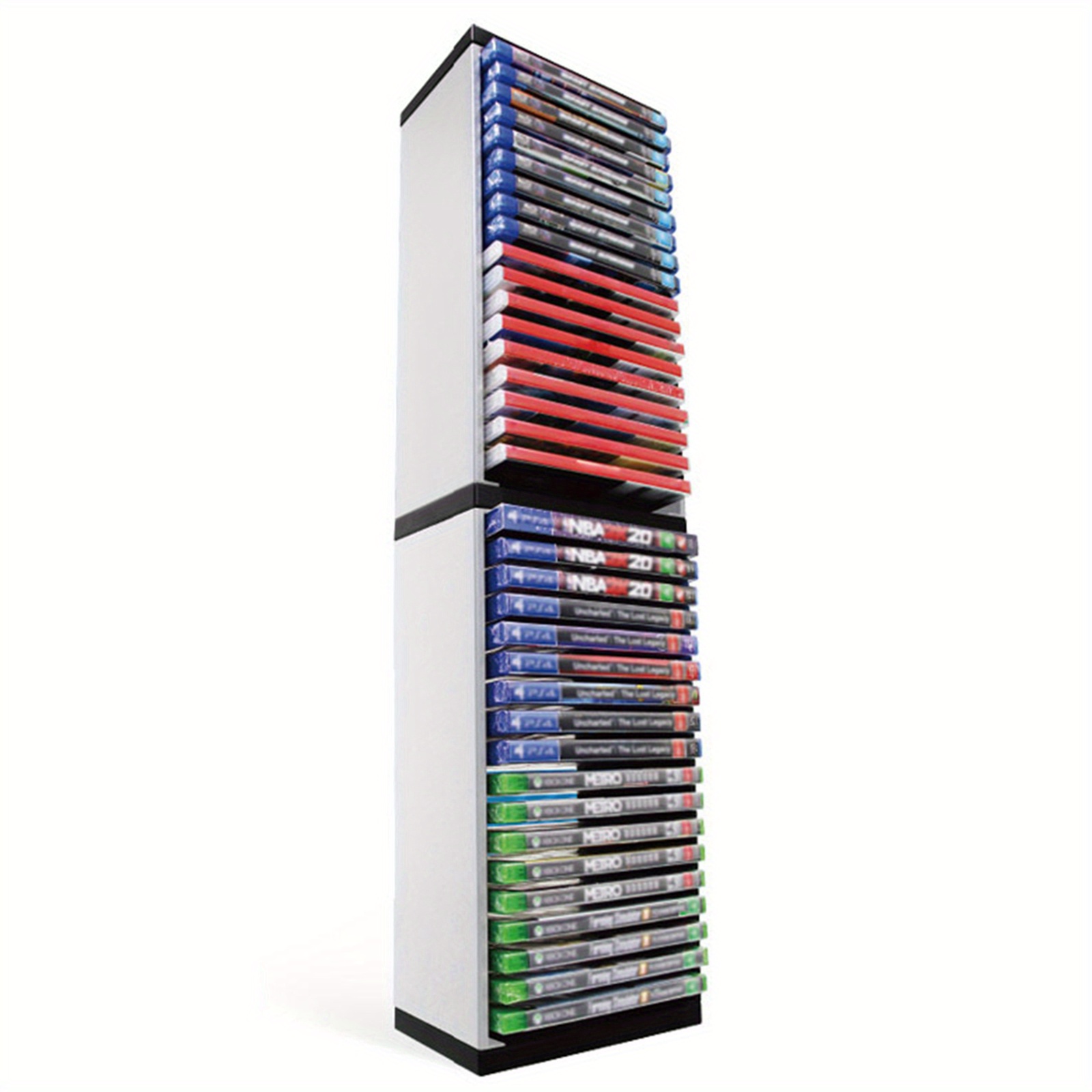 TEMU PS5/ PS4/ PS3/ PS2/ One/ 360 & / S/ Wii & Switch Spel Opslagtoren - Videospel Doos DVD & Blu-ray Schijf Organizer