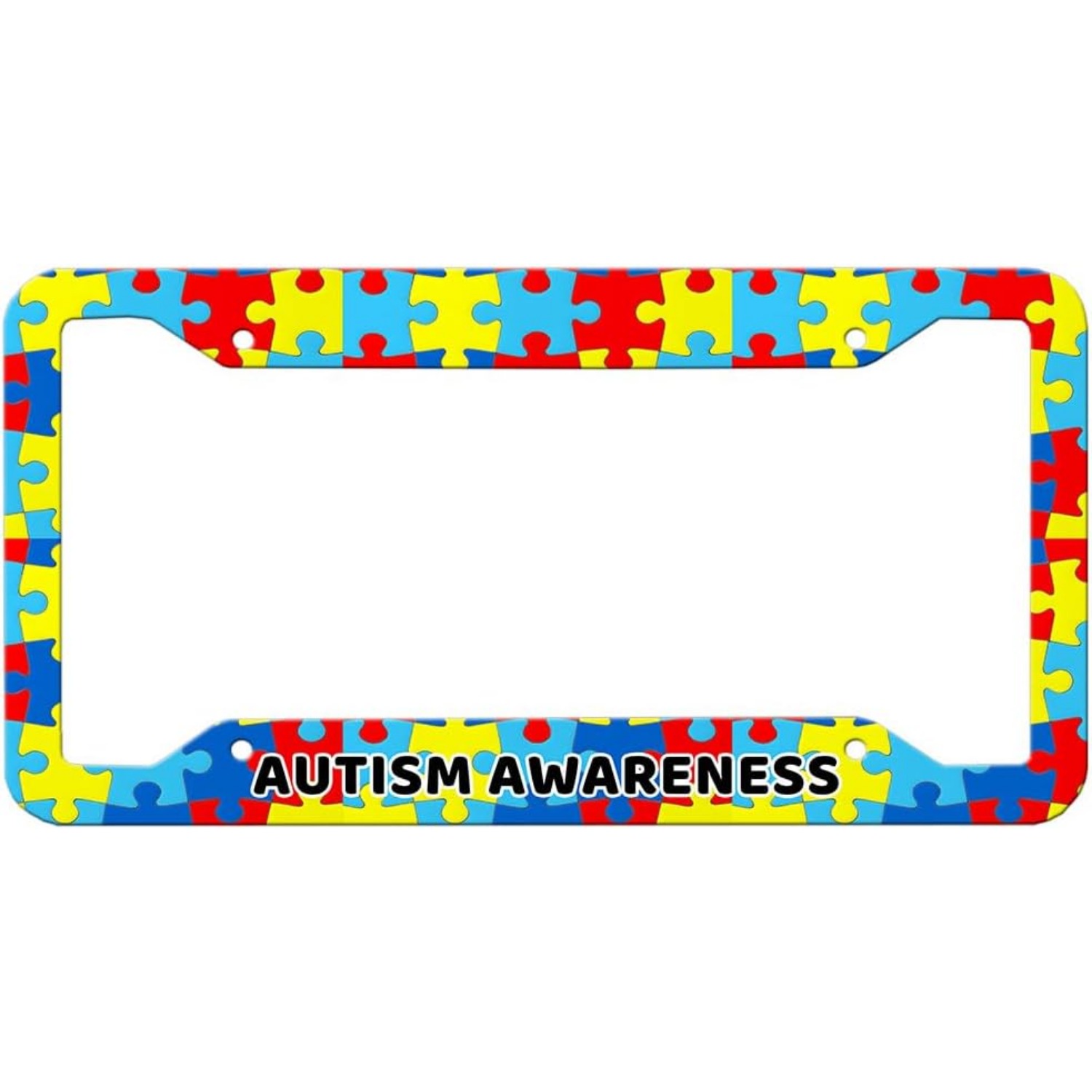 TEMU 1pc/ 2pcs License Plate Frame Holder Autism Awareness Stainless Steel 4 Holes Decorative Cars Design 12.2x6.3 Inches For Men Women