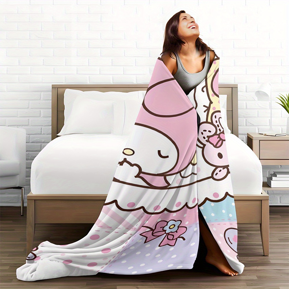 1p melody pink bow rabbit doll cute cartoon flannel soft Temu