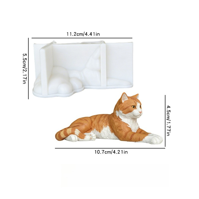 E-shop Harzform Liegend mit ausgestreckten Beinen Katze Kerze Silikonform Katze Gips Epoxid Ornamente Harzform Geeignet für Kerzen, Seifen,