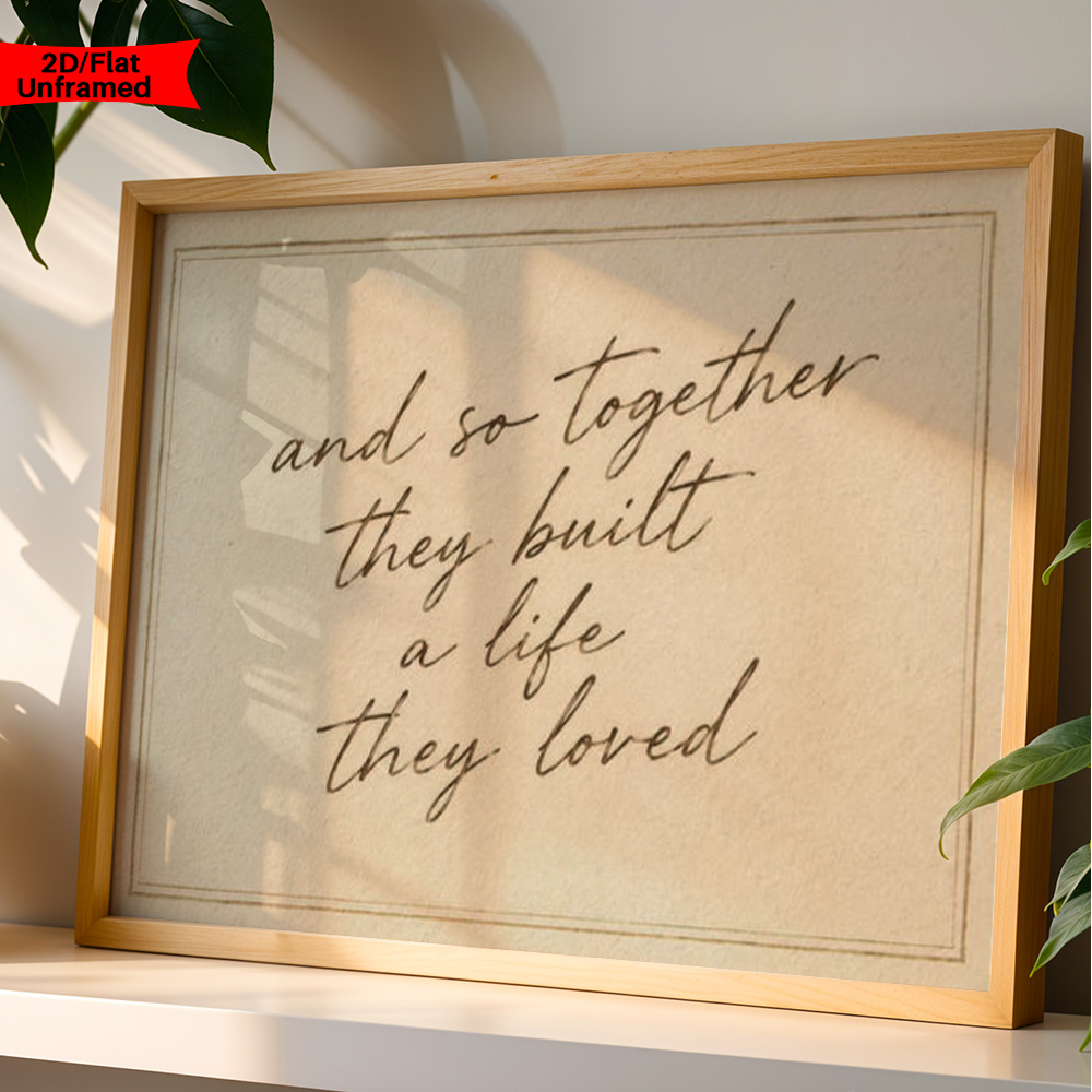 TEMU 2d Flat, 2d Flat, Vintage Quotes Posters, Canvas Prints, Built A Life Wall Decor, Canvas Art Print For Living Room, Home Decor Aesthetics,