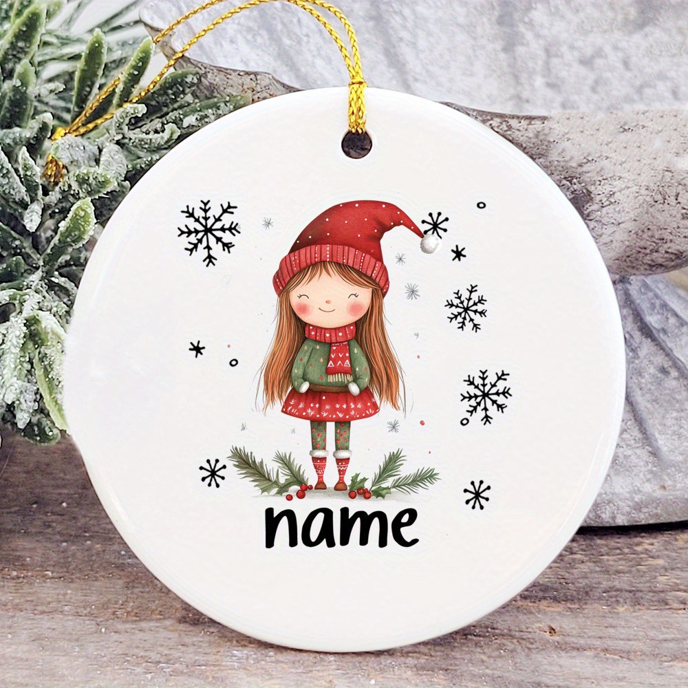 Image of 1pc Personalized Christmas Ornament, Christmas Santa Claus/ Tree Decoration With Name Design Hanging Ornament For Thanksgiving & Christmas Gifts