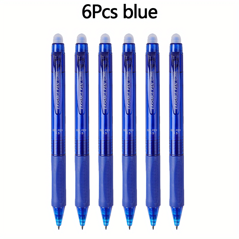 TEMU [Instrumentos de Escritura ] 6 Bolígrafos Borrables de Plástico, Punta de Aguja de 0.5 mm, Diseño de Agarre de Plástico para Mayor Comodidad al