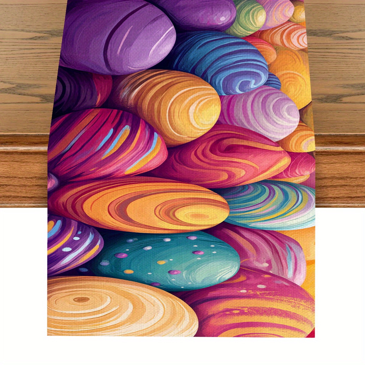 Mantel De Pascua Lunarable Con Huevos Ornamentales - Diseño Geométrico Colorido, Rectangular