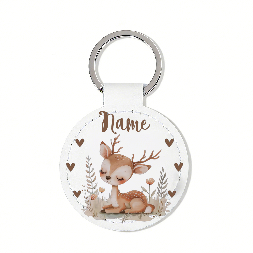 TEMU Porte-clés personnalisé en similicuir avec motif animal , porte-clés avec nom personnalisé, accessoire, chaîne de téléphone portable, cadeau de