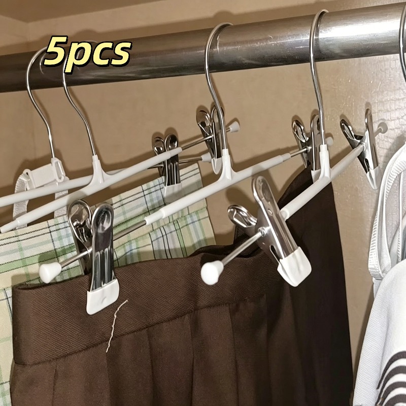 TEMU 5 Grucce a Clip Regolabili, Grucce in Metallo Antiscivolo Salvaspazio, Adatte per Pantaloni, Gonne e Tutti i Vestiti - Mantieni i Tuoi Indumenti