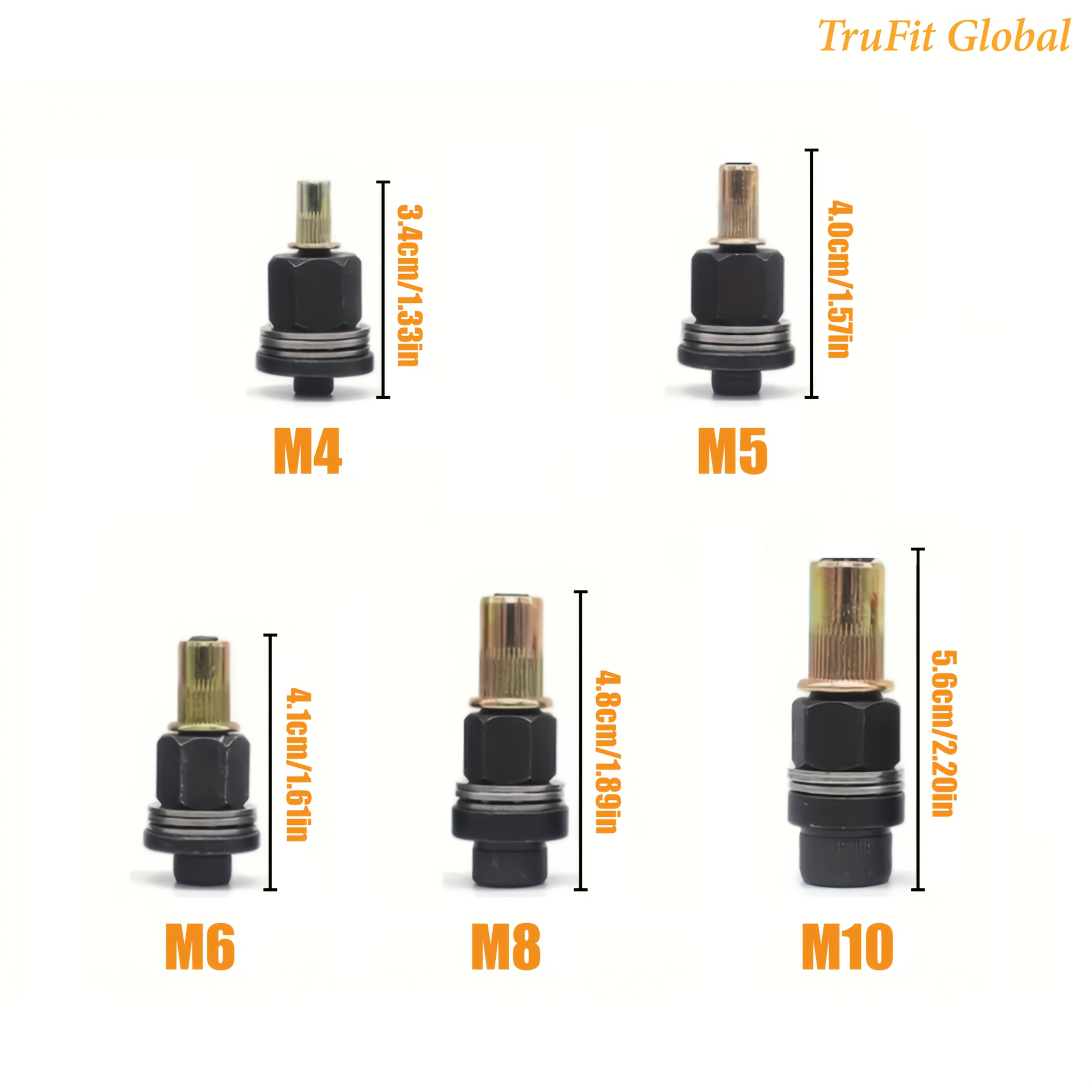 TEMU 5pcs Manual Tool Set, Includes 5 Sizes M4~m10 Easy-to-use Rivet Nuts, Rivet Gun Heads, Rivet Nut Installation Tools, Hardware Thread Insert Kit,