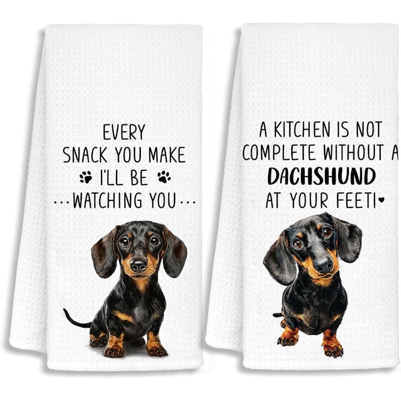 TEMU 2pcs 18*26 Inches An Interesting Towel, A Gift For Sausage Lovers, A Tea Towel For Women, A Gift For Owners Who Mom And Dad, And A Sausage Dog