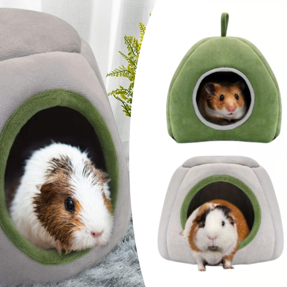 

2pcs Cozy Small Pet Nests - Plush, Washable, And Hideouts With Anti-slip Bottom For Guinea Pigs, , Hedgehogs - Soft, In Gray & Green, Ideal For Cage , Bird Nest For Cage