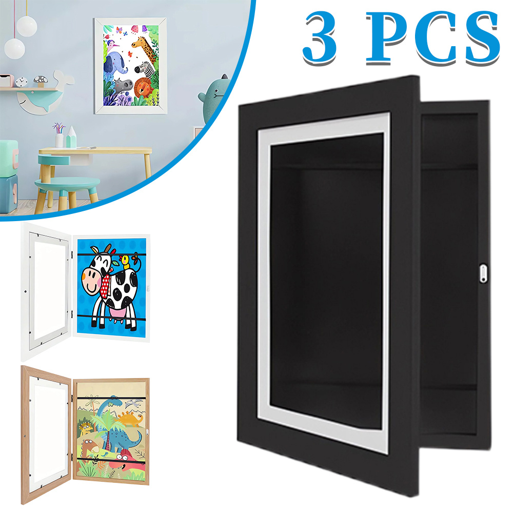 2-Pack] Kids Art Frames, 8.5x11 Front Opening Kids Artwork Frames Changeable White Display Storage Frame With Table Support Holds 150 Pcs For 3d Picture Crafts Drawing Hanging Art Office