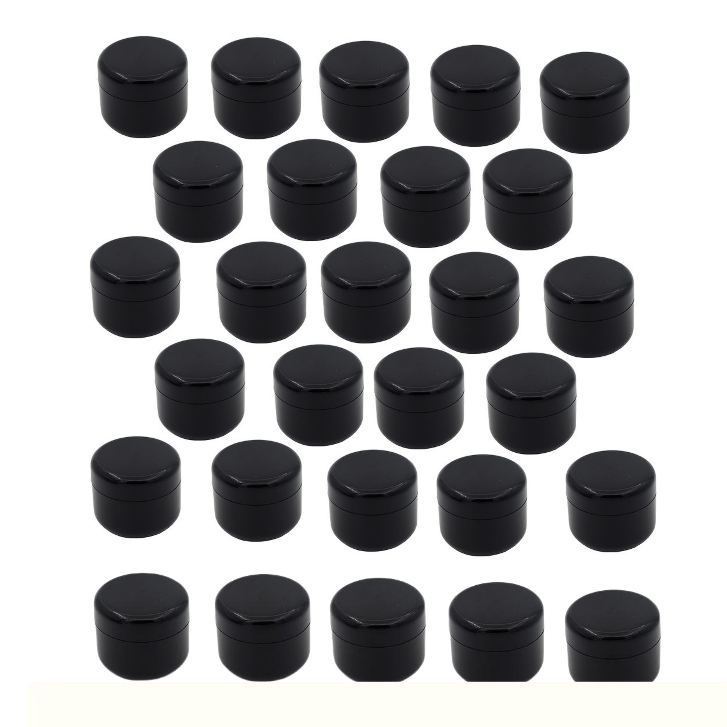 

30pcs Black Plastic Cosmetic Cream Jars, 50g With Clear Inner Lid, Refillable Travel Containers, Small Capacity, Ideal For Beauty Products And Samples, Makeup Products