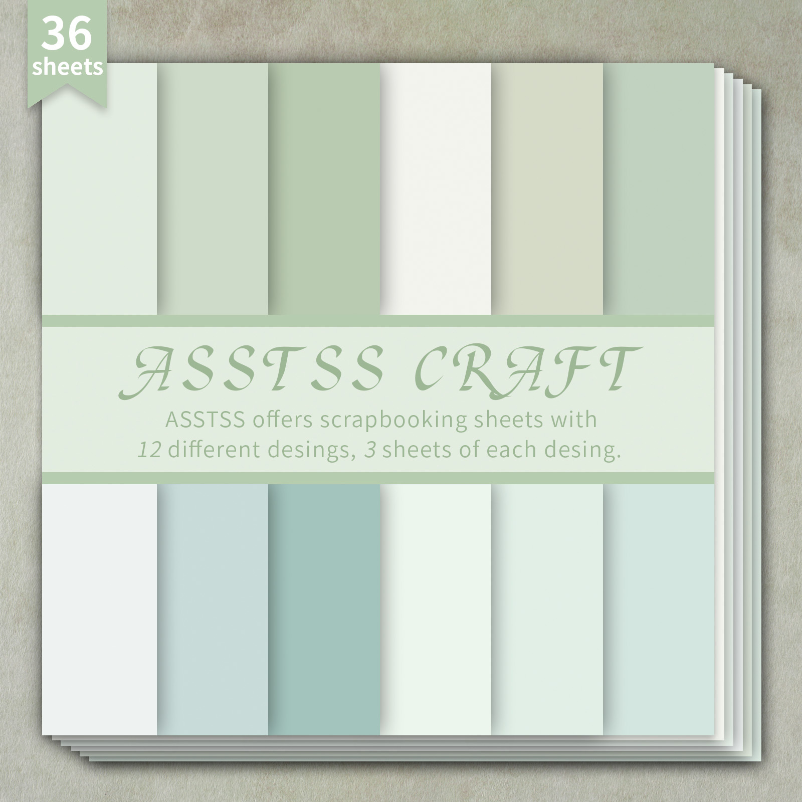 TEMU di carta per scrapbooking ASSTSS da 36 fogli per journaling, collage, e artigianato - Cartoncino pesante con fogli di supporto a verde Morandi,