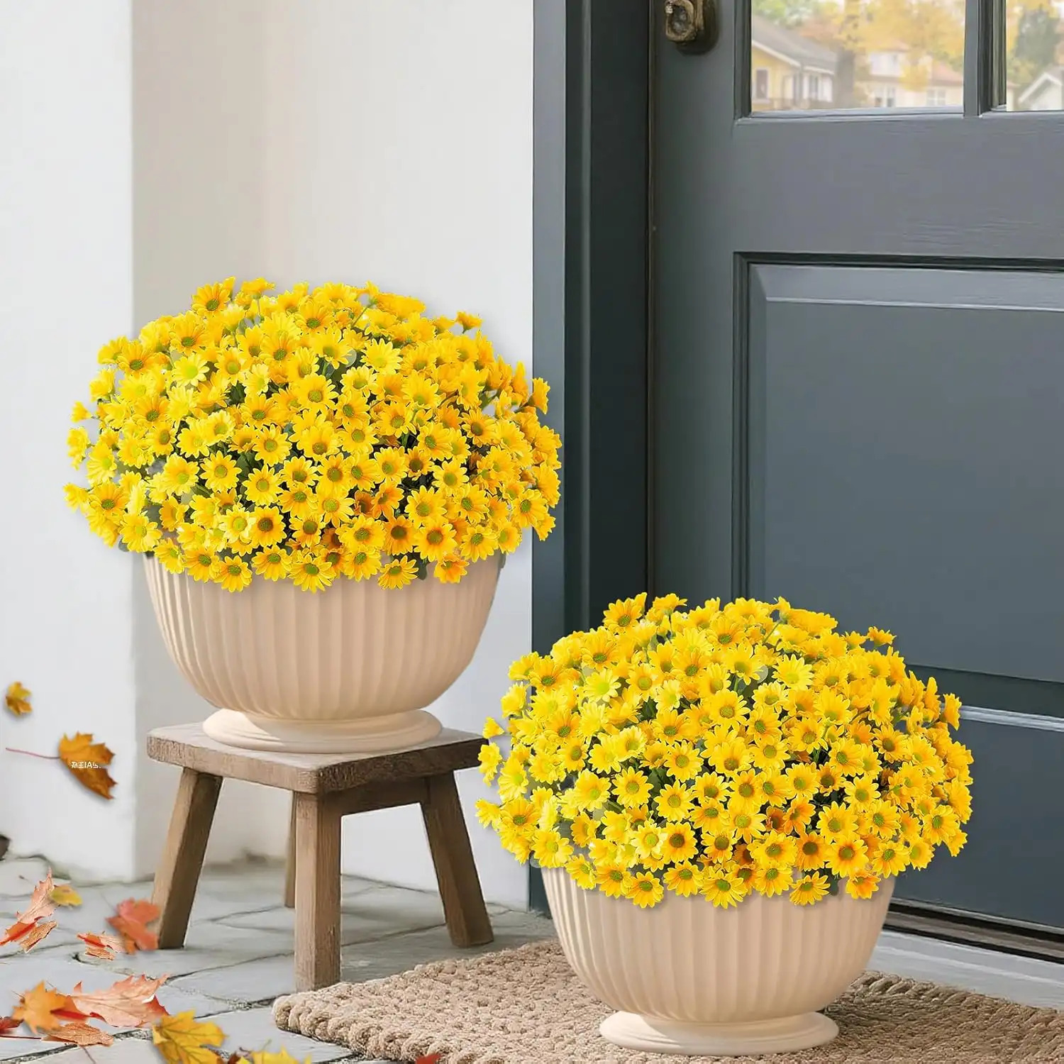 TEMU 4 Pack High Quality Simulated Sunset Chrysanthemum Set-uv-resistant, No Flowerpot, Wind-resistant Flowers, Suitable For Indoor And Outdoor