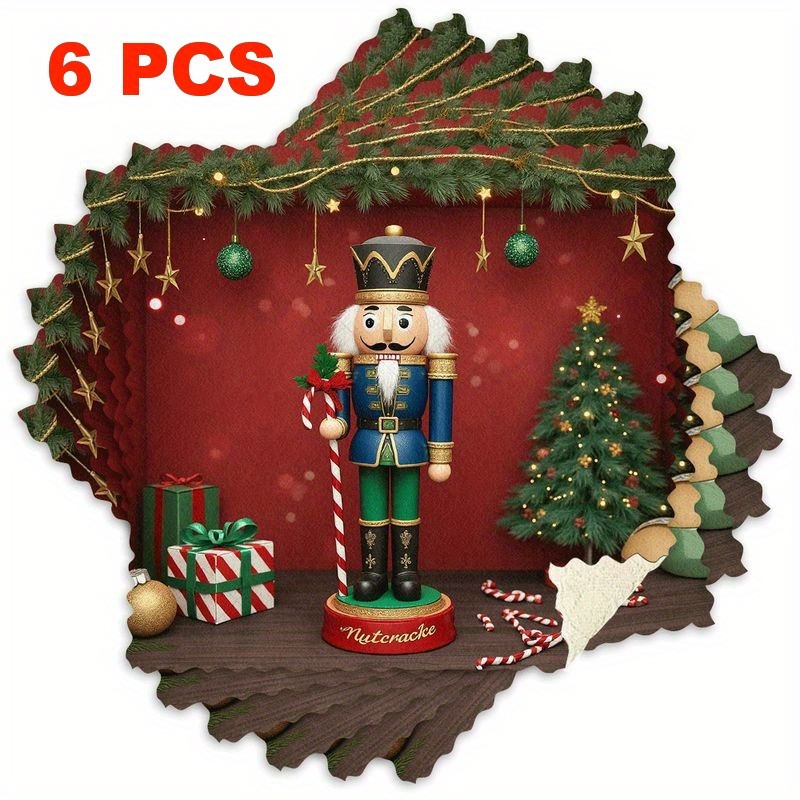 3 6pcs kitchen dish cloths christmas element pattern reusable cleaning cloths microfiber scouring pads strong water absorption easy to clean thickened   fleece multifunctional small square towel for home and restaurant decoration