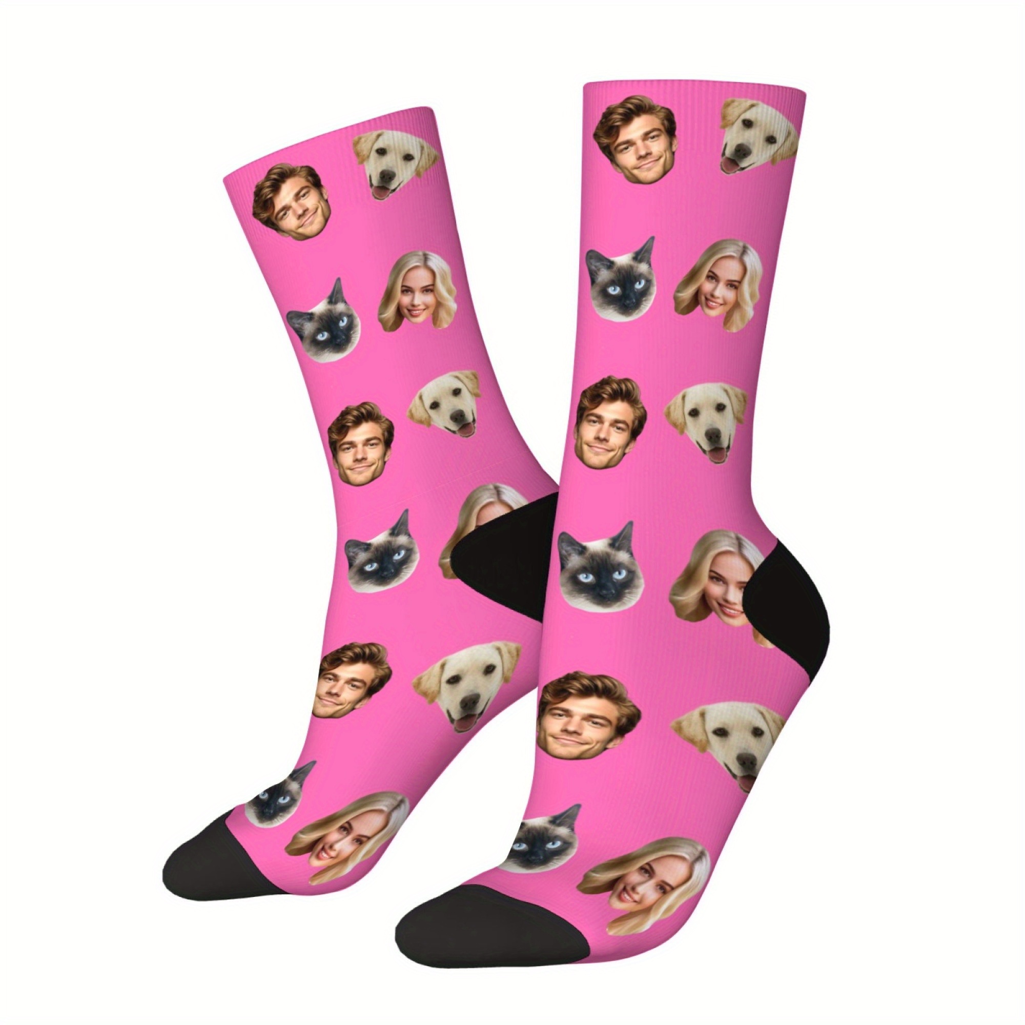 TEMU Custom Diy Personalized Socks For Men, Featuring A Pair Of Unique Socks With Images Of Guys And Beautiful. Fun Custom Image Socks For Couples,