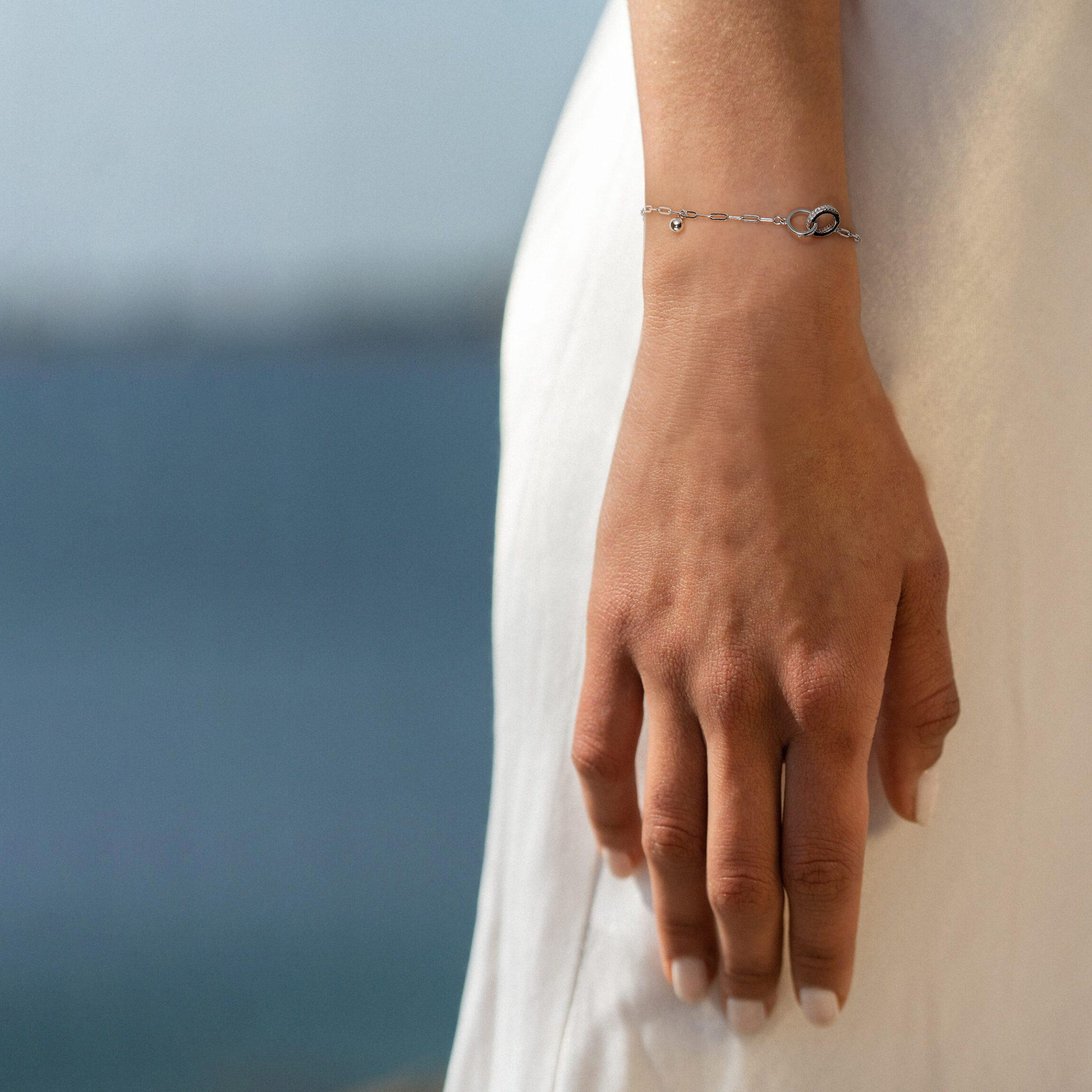 Women's Bracelet Double Rings Decoration S925 Silver Material 2 2g