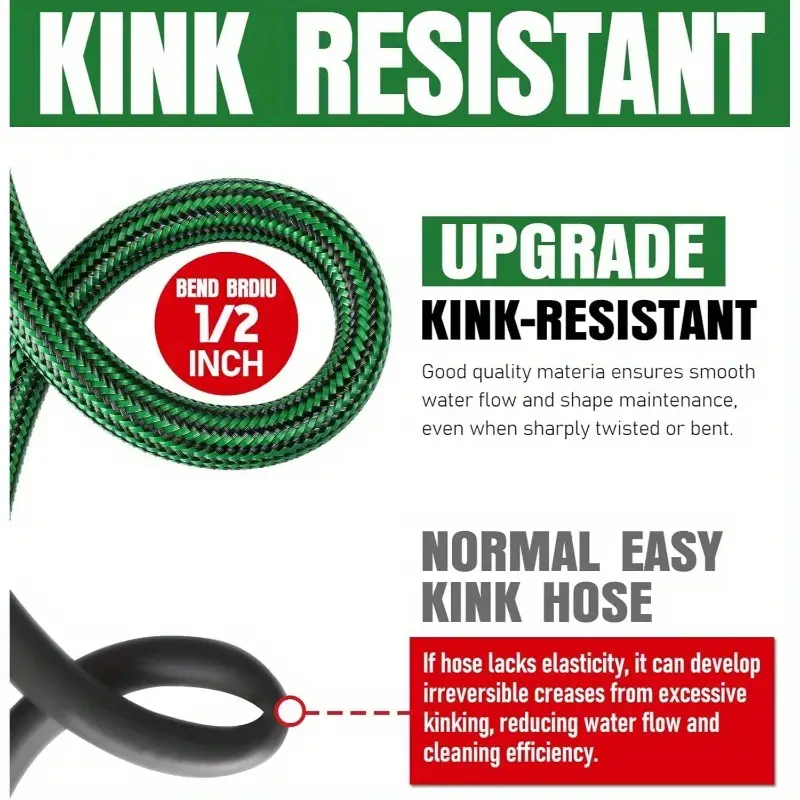 heavy duty non-expandable garden hose - 25ft lightweight flexible hose with kink-resistant design, leakproof male/female connectors, outdoor use for lawn, garden, car washing - compatible with american/european faucets, lawn care, durable construction, sturdy connectors, landscaping professionals Product details 3