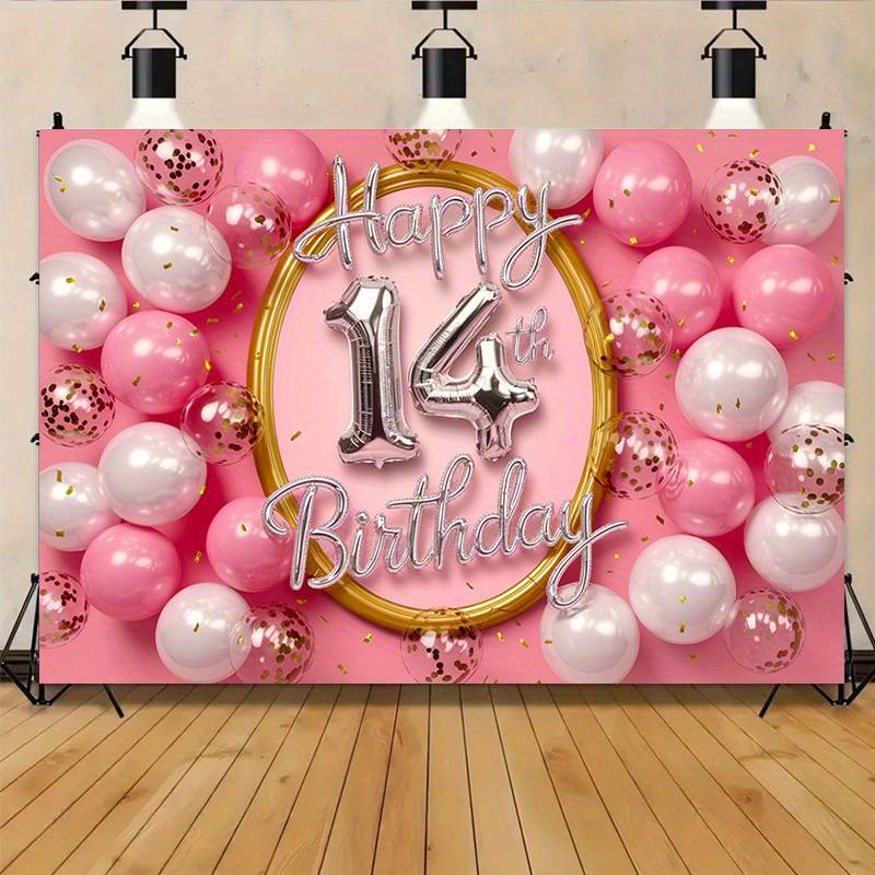 Set Palloncini Rosa Per 14° Compleanno Ragazza: Decorazione Compleanno Con Striscione E Palloncini A Tema