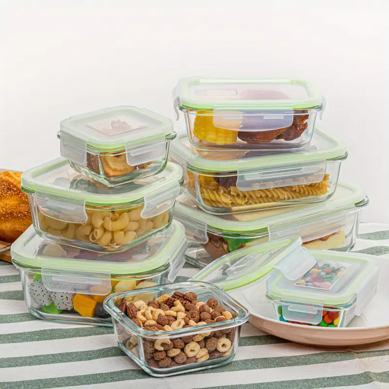 8 dish transport bus tubs glass food storage containers with airtight lids meal prep containers grass green Product details 4
