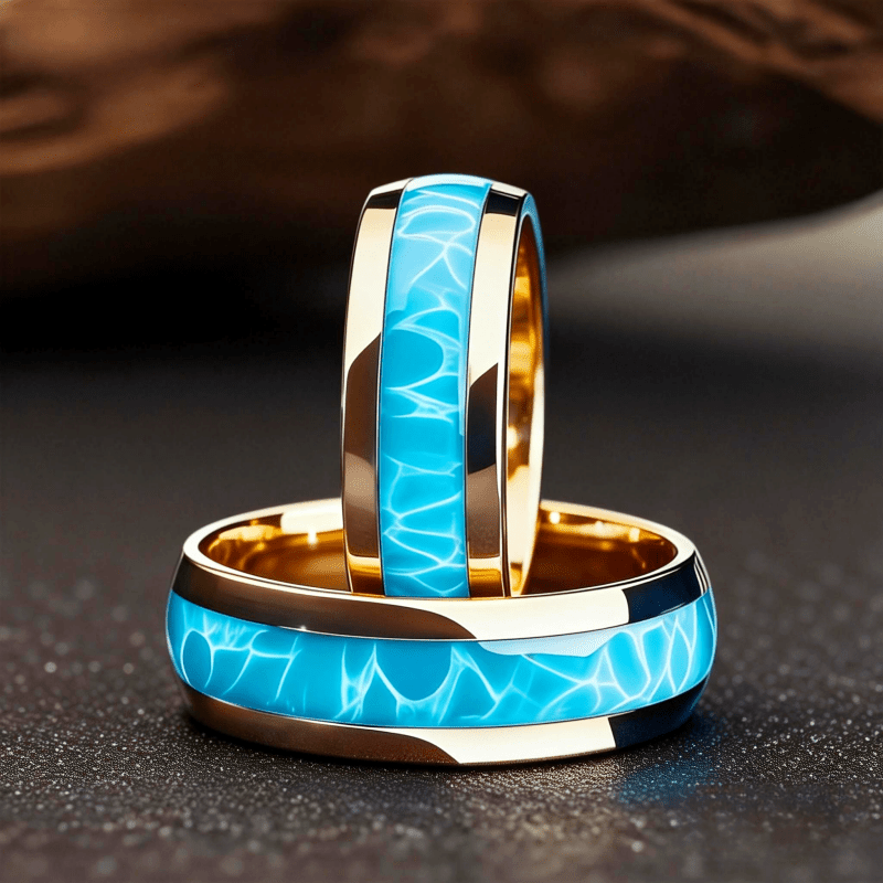 Stylish 8mm Tungsten Ring with Sea Wave Patterns