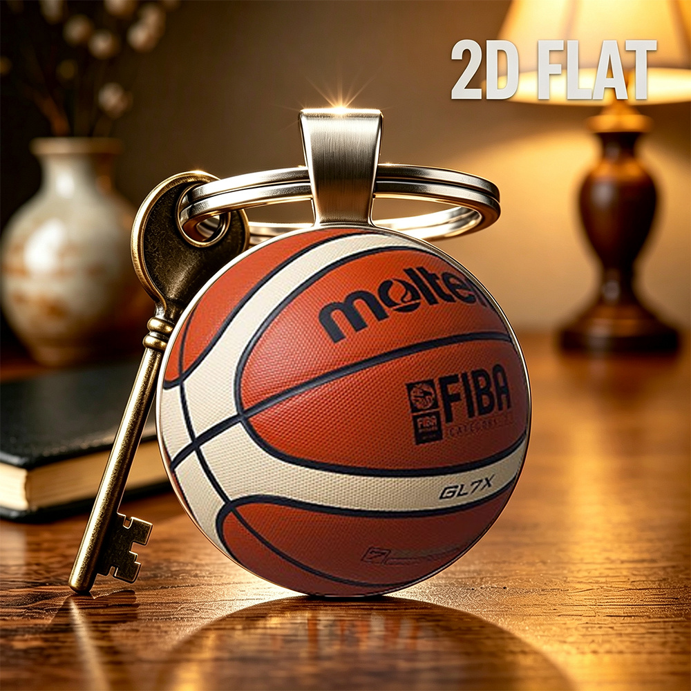 TEMU Piatto 2D, 2D PIATTO - Portachiavi da basket, portachiavi, ciondolo, ciondino, tendenza classica vintage, regalo di anniversario, unisex, regalo