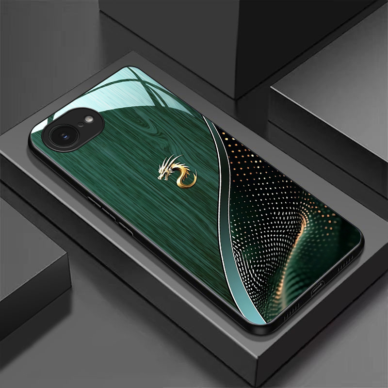 TEMU Coque de téléphone - Luxueux Dragon Doré pour Iphone 16E Coque Rigide Verre Trempé Super Texture Design Facile Couverture de Protection