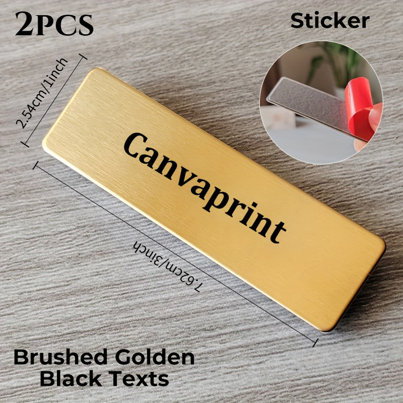 TEMU 2pcs Stainless Steel Adhesive Labels - Laser Engravable Text, 2-line Customization , Adhesive And Laser Engraving Compatible, Suitable For