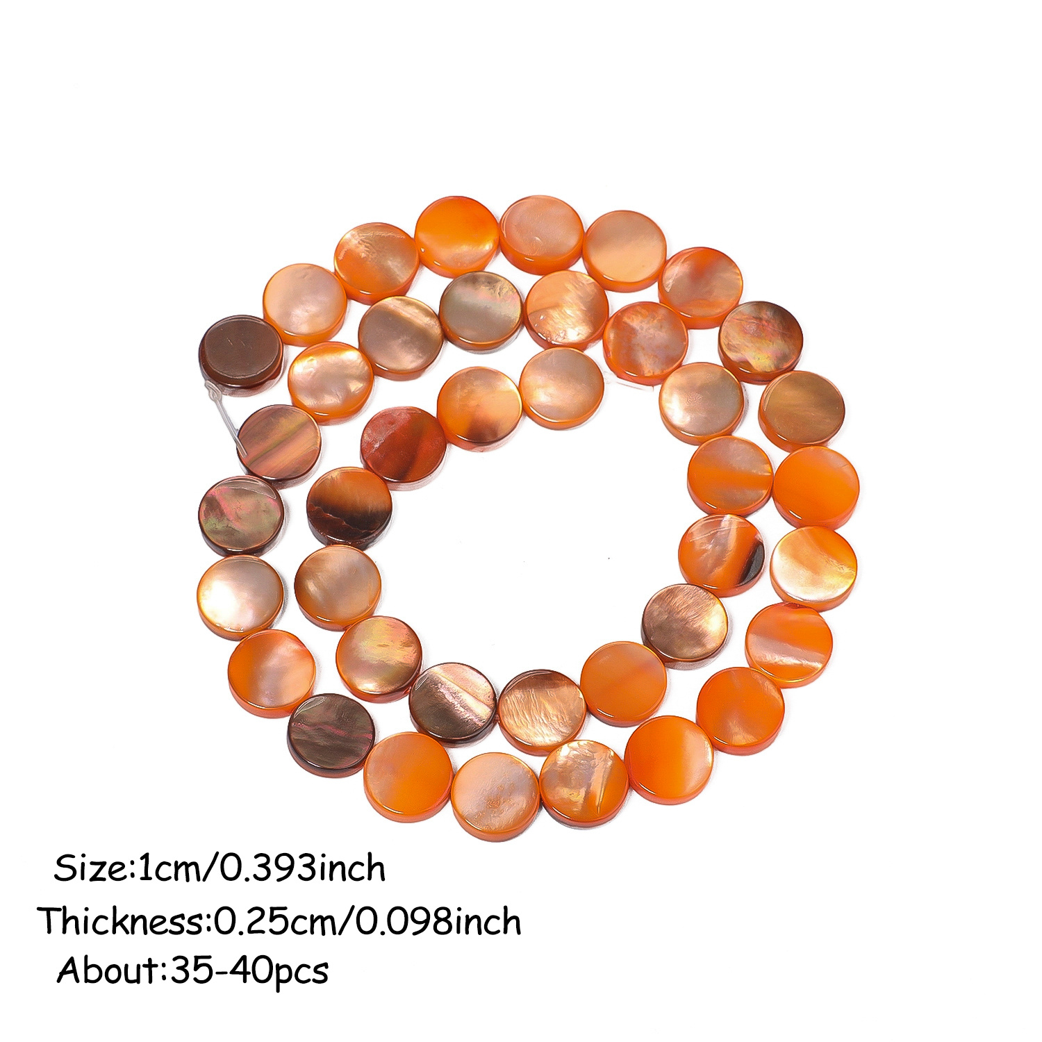 TEMU Perles plates circulaires 2D en naturelle orange de 10 mm, espacées, pour la fabrication de bracelets, , boucles d'oreilles , fournitures de