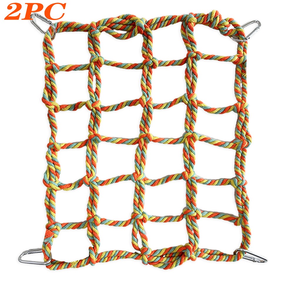2-Pack Colorful Rope Bird Climbing Net Hammock