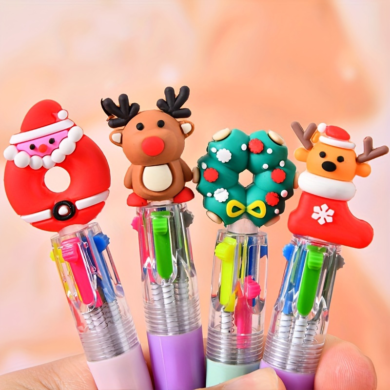 32pcs/24pcs/16pcs/8pcs 8/16/24/32pcs Christmas Mini Fun Ballpoint Pens, Whimsical Vibrant Design, Soft Silicone Grip, Ergonomic Design, Suitable for Office and Holiday Gifts, Christmas, Halloween, New Year, Back-to-School Season, Chinese New Year