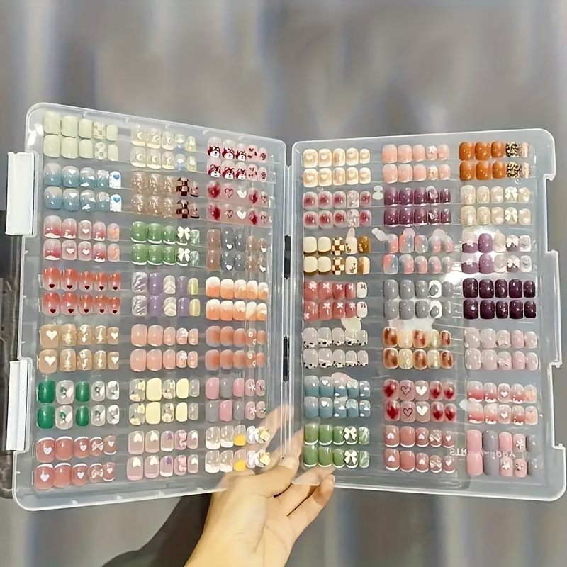 TEMU 2pcs Nail Art Storage Box, Dust-proof Display And Portable Organizer With Tapes, Designed For Storing Nail Tips, Large Capacity For Holding Nail