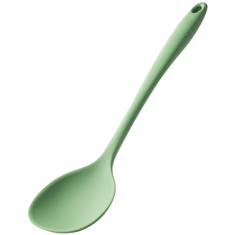 TEMU 1pc Large Silicone Soup Spoon With Curved Handle, Heat Resistant Flexible Round Ladle, Non-scratch Easy Clean Multi-use Kitchen Cooking Utensil