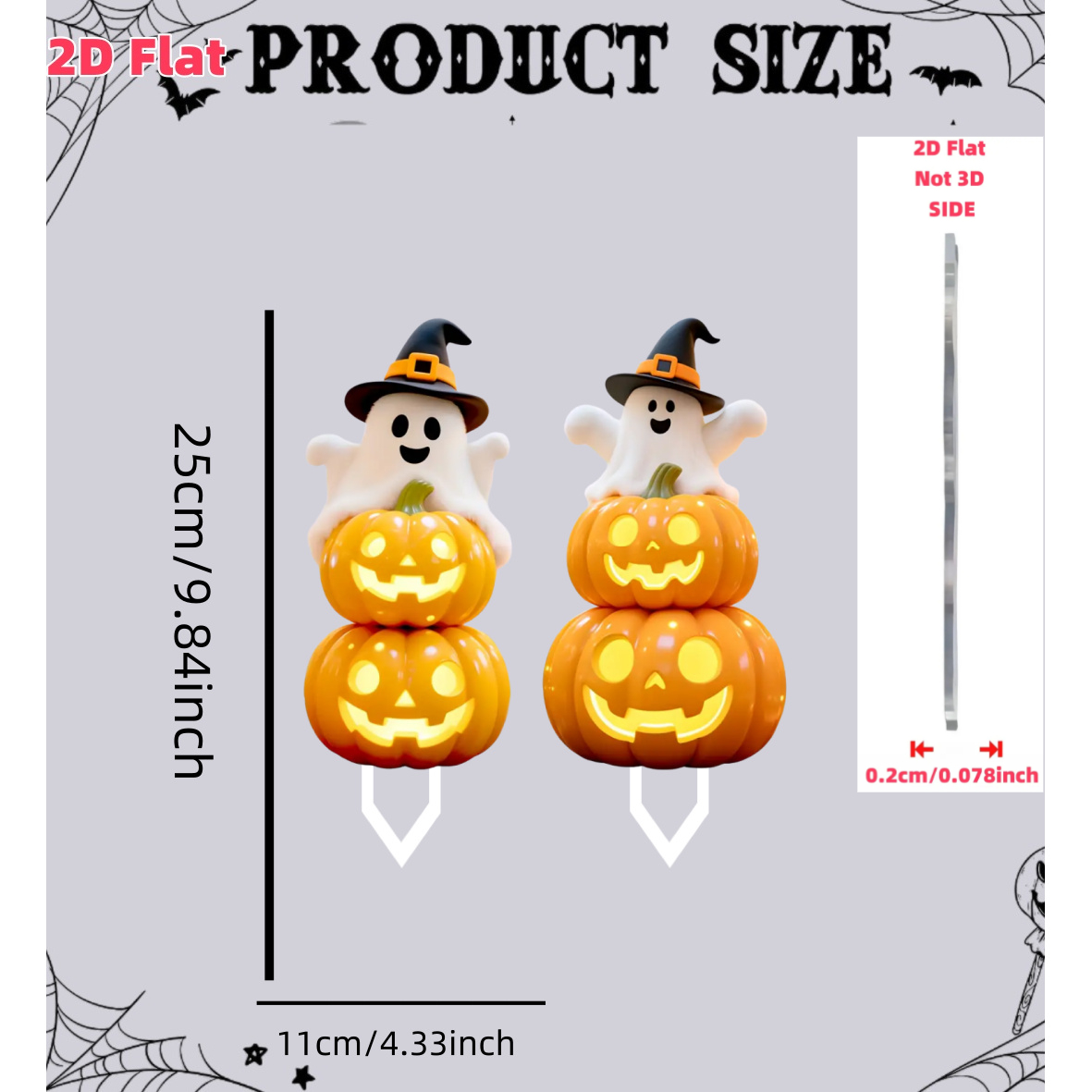 TEMU 2d Flat Plane, Acrylic, 2pcs Set Of Halloween Lawn Signs - Horror And Pumpkin Design, Durable Acrylic Tabletop Signs With Hat Pattern And Sturdy