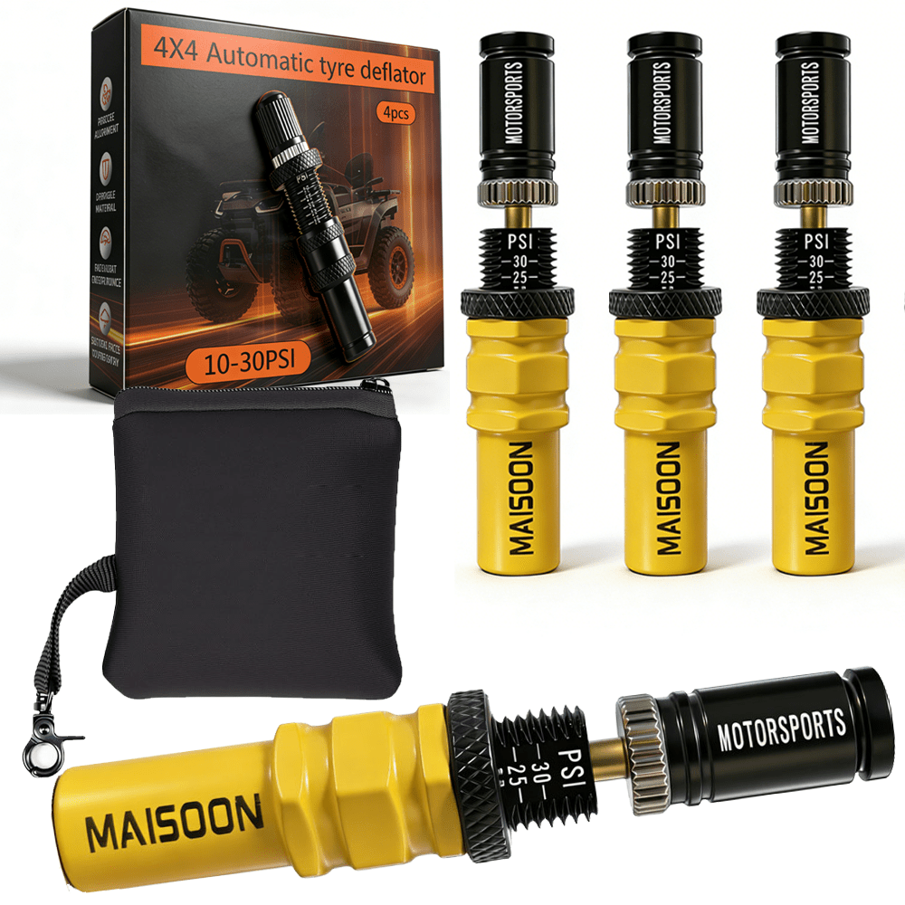 TEMU Set Of 4 Yellow Automatic Tire Deflators (10-30 Psi) | Adjustable Tire Pressure Relief Tools For Vehicles, Suitable For And Emergencies,