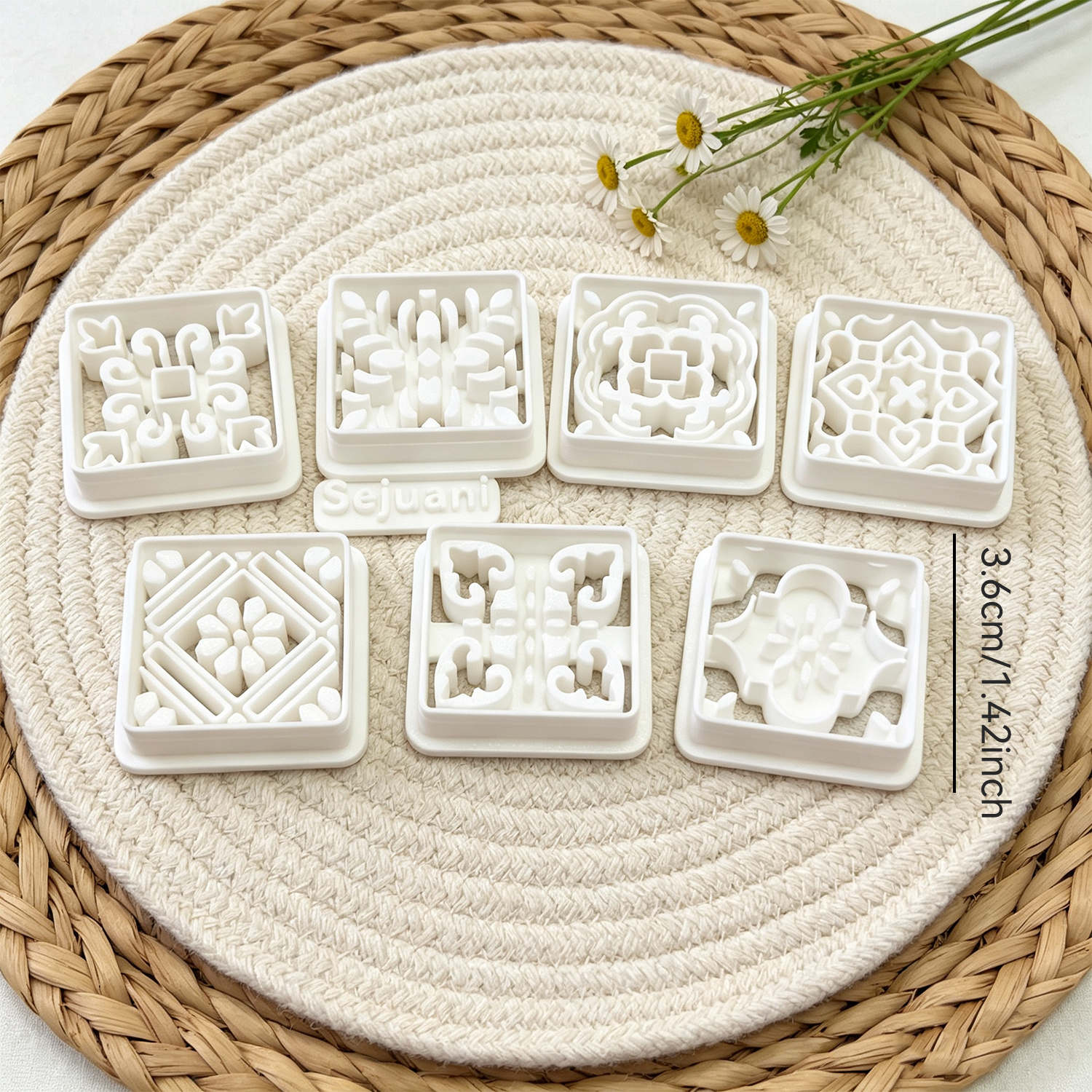 TEMU 8 pezzi Boho Geometrico Motivo Piastrelle Taglierine in Argilla Polimerica, Boho Texturizzato Stampo Argilla, Stampo Argilla a Forma , Stampo