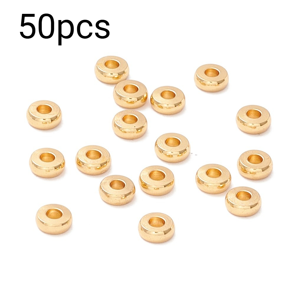 TEMU 2D, 50 piezas de cuentas de acero inoxidable, redondas y , 4x1.5mm, para decoración del hogar, manualidades, cuentas y surtidos de cuentas