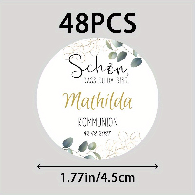 Custom 48/96 Name Stickers, German "" Personalized Stickers Eucharist Thanks, "schön Dass Du Da Bist", Guest Gift Stickers, Labels, For Gift Tags